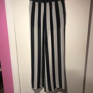 Black and white striped, wide leg pants